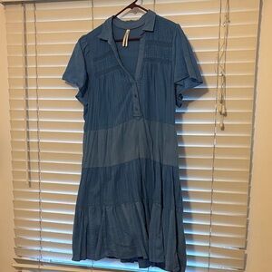 Anthropologie Blue Short Sleeve Dress Size XL